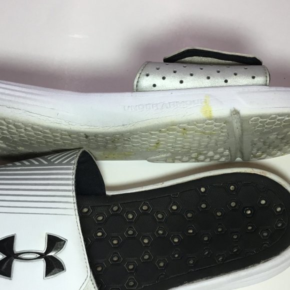 Under Armour Men's Ignite Slides Size 13 White GUC - Picture 5 of 9
